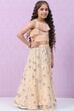 Peach Art Silk Layered Lehenga Set image number 5