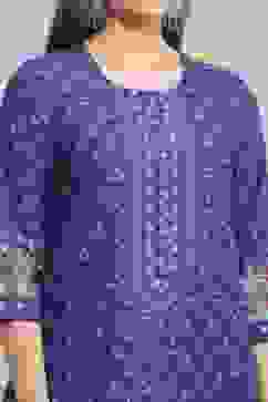 Blue Cotton Straight Suit Set image number 1