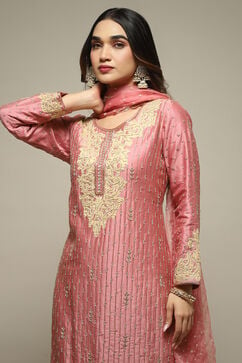 Old Rose Cotton Silk Straight Suit Set image number 1