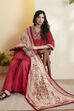 Red Cotton Straight Suit Set image number 0