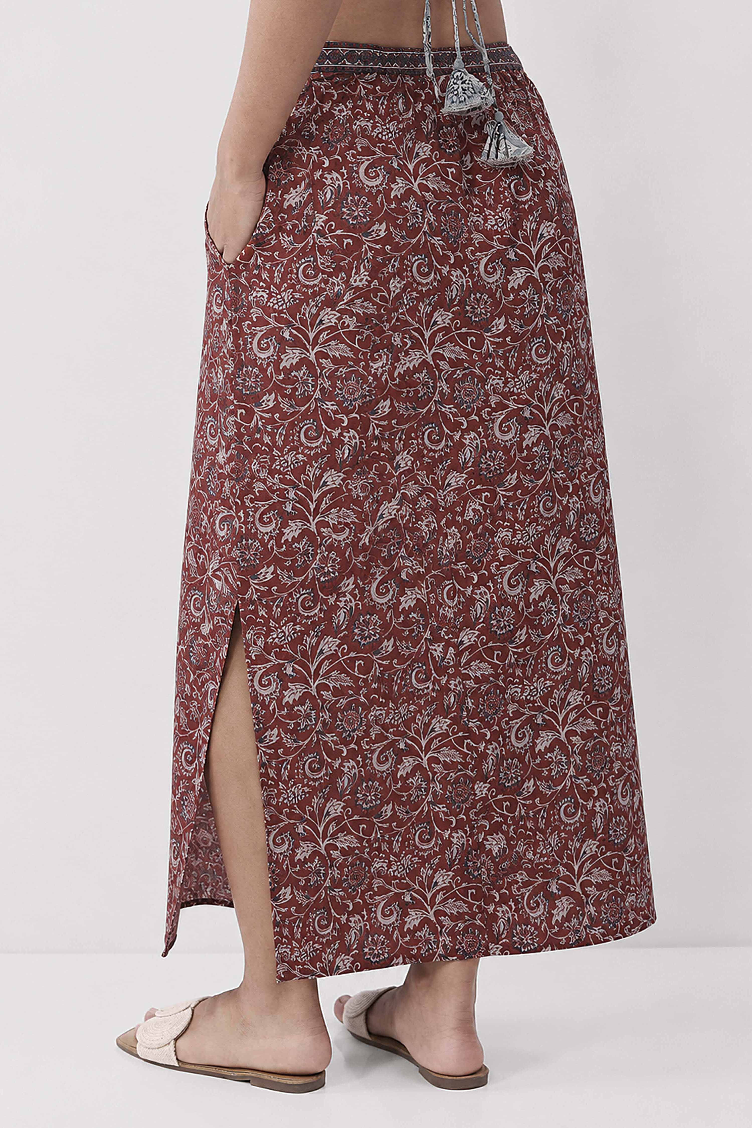 Blue Cotton Printed Skirt image number 4