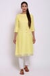 Yellow Viscose Cotton A-Line Yarndyed Kurta image number 0