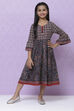 Charcoal And Rust Cotton Printed Dress image number 2