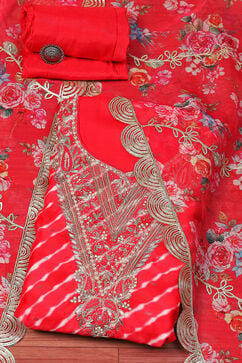 Pink Chanderi Unstitched Suit set image number 0