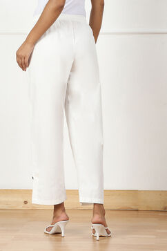 Off White Cotton Straight Pants image number 5