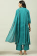 Peacock Green Printed Cotton Straight Suit Set image number 4