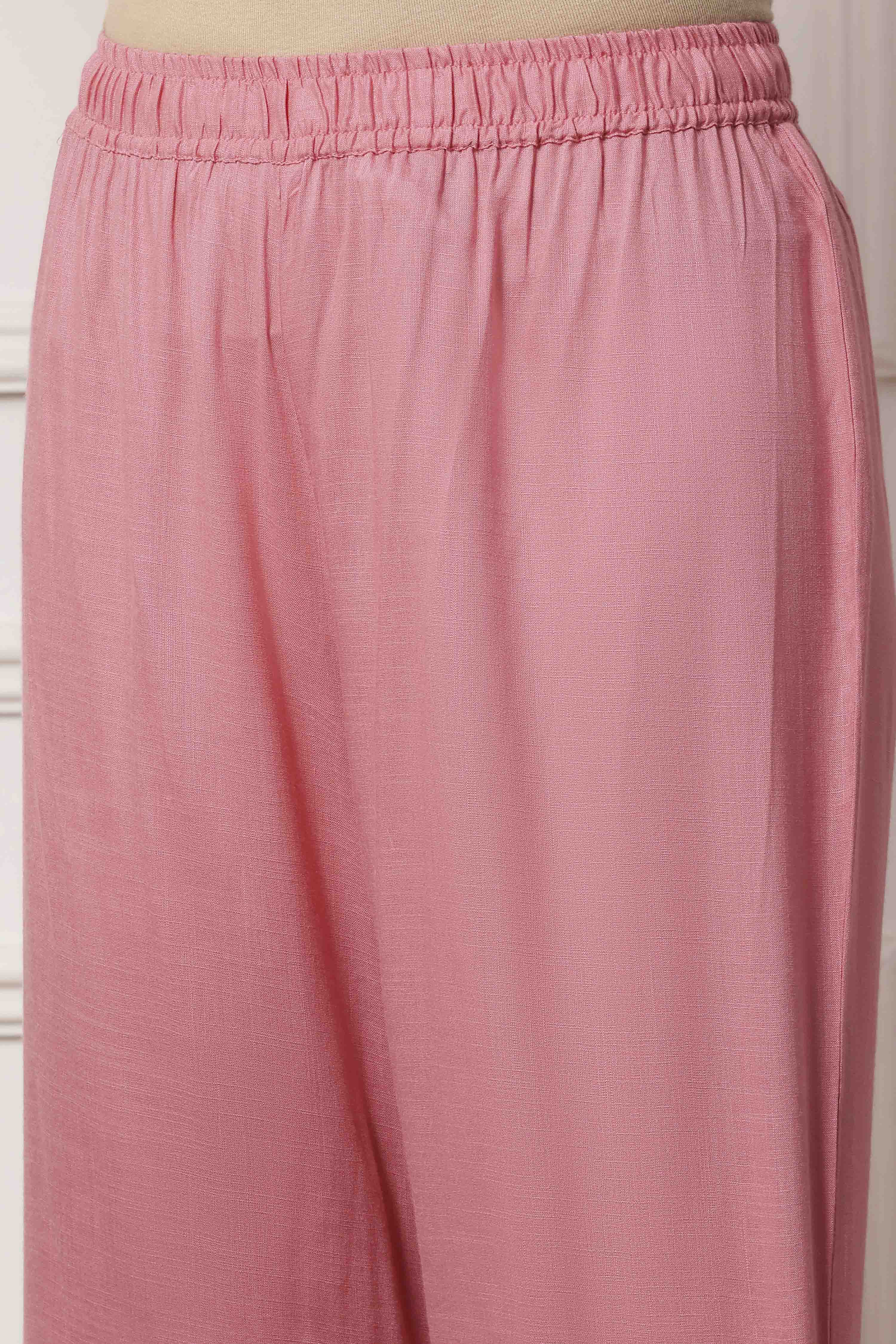 Yellow Viscose Blend Straight Suit Set image number 2