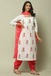 Pink Cotton Hand Block Print Unstitched Suit Set image number 6