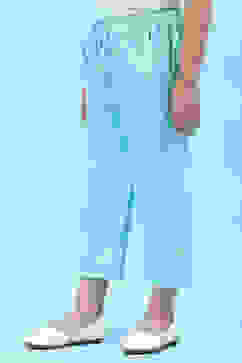 Powder Blue Cotton Solid Pant image number 3