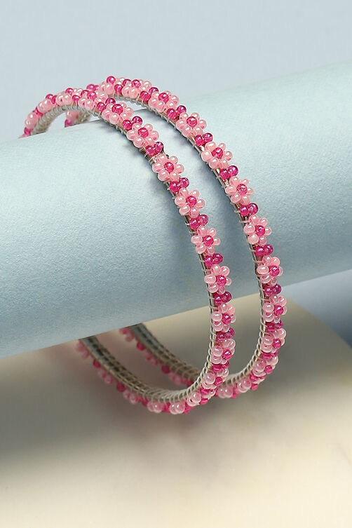 Pink Metal & Beads Kids Bangles image number 0