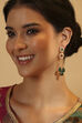 Green Gold Plated Brass Drop & Dangler Earrings image number 3