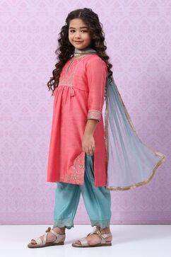 Peach Art Silk Straight Kurta Salwar Suit Set image number 0