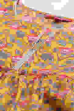 Yellow Cotton Tiered Printed Kurta image number 1