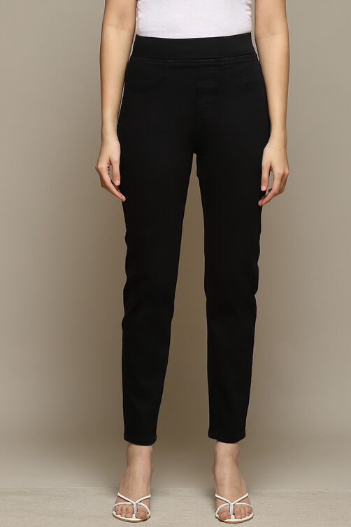 Indigo Cotton Blend Solid Jeggings image number 5