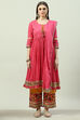 Pink Cotton Anarkali Kurta Palazzo Suit Set image number 6