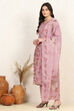 Purple Muslin Unstitched Suit Set image number 4
