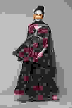 Black Polyester Gathered Kurta Garara Suit Set image number 0