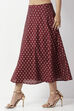 Maroon Art Silk Foil Printed Flared Skirt image number 3
