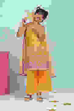 Orange Cotton Printed Straight Suit Set image number 0