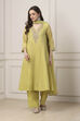 Green Poly Chanderi Sequined Kalidar Suit Set image number 6