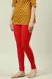 Red Cotton Blend Solid Churidar image number 0
