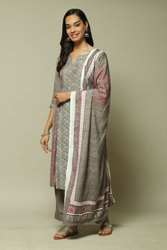 Grey Modal A-Line Kurta Palazzo Suit Set image number 5