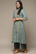 Yellow Cotton A-Line Kurta Palazzo Suit Set image number 3