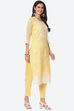 Pastel Yellow Cotton Blend Unstitched Suit Set image number 5
