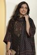 Black Viscose Blend Printed Straight Kurta Set image number 1