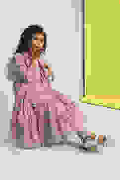 Violet Cotton Tiered Suit Set image number 0