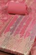 Pink Cotton Printed Embroidered Unstitched Suit Set image number 1