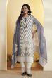 Black & White Printed Cotton Straight Kurta Set image number 0
