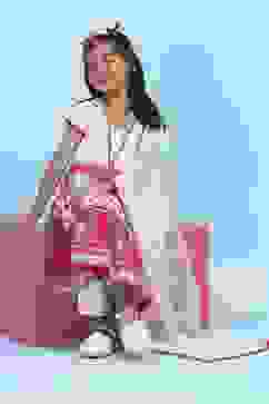 White Cotton Printed Tiered Suit Set image number 0