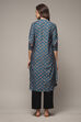 Teal Viscose Straight Printed Kurta image number 2