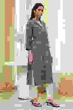 Black Cotton Printed Straight Kurta image number 4