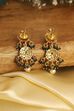 Gold Plated Brass Stone Studded Drop Earrings image number 2