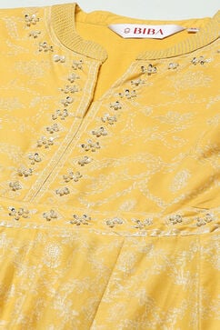 Yellow Cotton Anarkali Dress image number 1