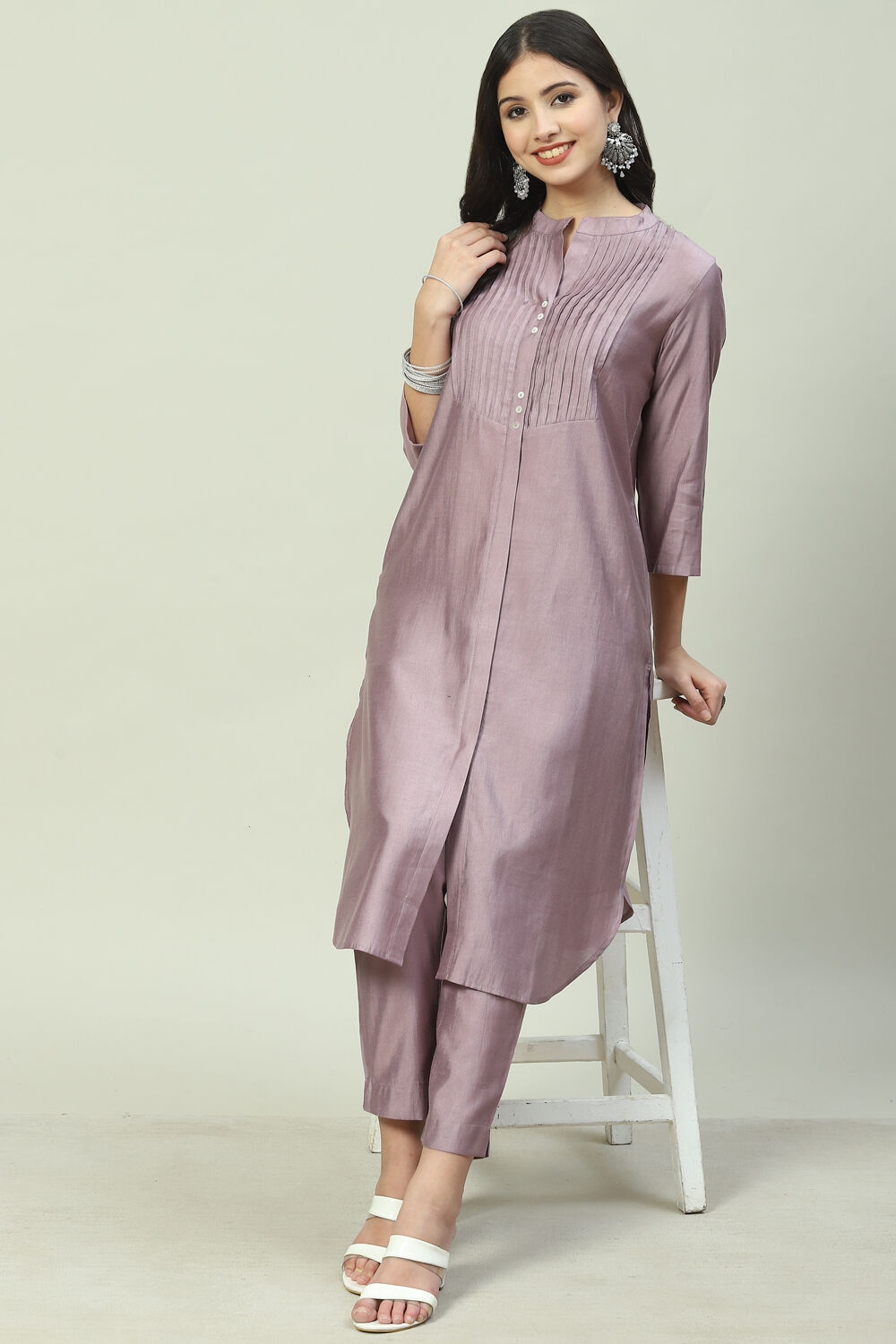 Mustard Poly Viscose Straight 2 Piece Set image number 5