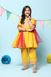 Yellow Polyester Flared Solid Kurta Palazzo Suit Set image number 0