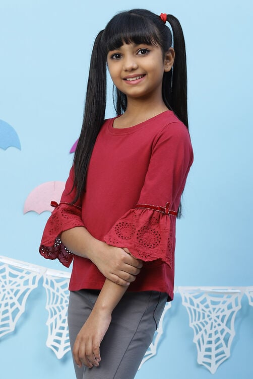 Cherry Red Straight Cotton Top image number 3
