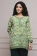 Green Art Silk Printed Straight Short Kurta image number 5