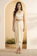 Ivory Viscose Rayon Embroidered Layered Fusion Set image number 7