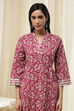 Red Cotton Printed Gathered Suit Set image number 1