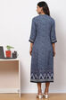 Indigo LIVA A-Line Printed Kurta Dress image number 4