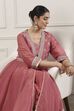 Pink Poly Tissue Anarkali Suit Set image number 8