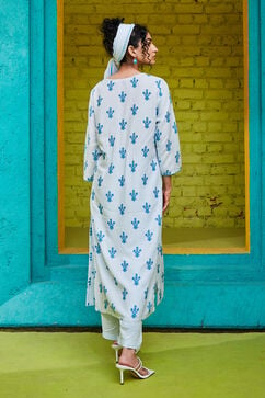 Ice Blue Rayon Straight Suit Set image number 5