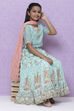 Turquoise Poly Cotton Girls Lehenga Set image number 6