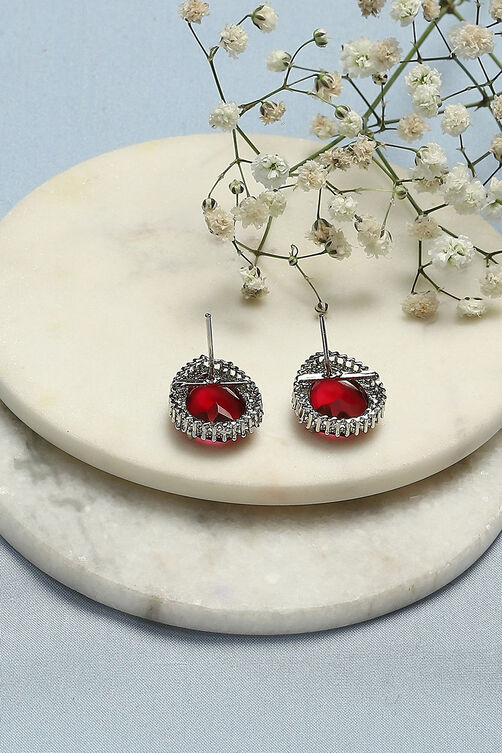 Ruby Red Brass Earrings image number 2