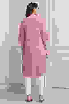 Pink Viscose Straight Printed Kurta image number 3