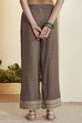 Grey Viscose Blend Printed Straight Palazzos image number 6